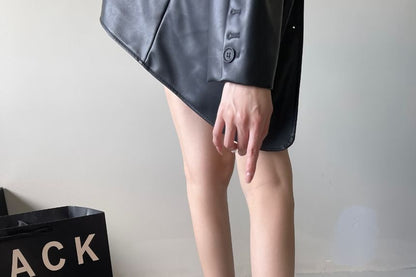 Faux Leather Buckled Platform Short Boots