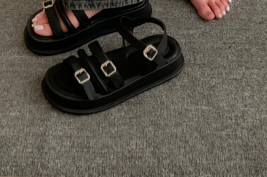 Faux Leather Platform Gladiator Sandals
