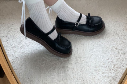 Faux Leather Mary Jane Shoes