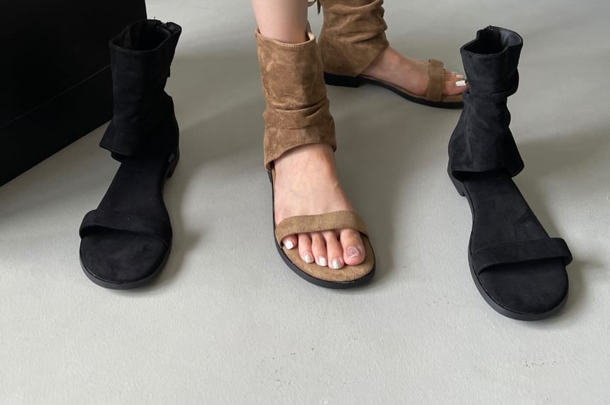 Faux Leather Cutout Short Boots
