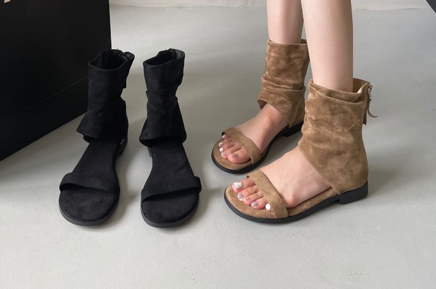 Faux Leather Cutout Short Boots