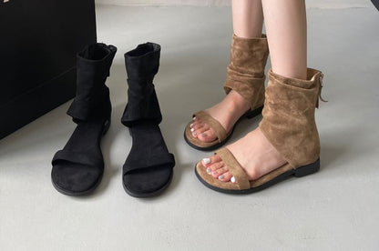 Faux Leather Cutout Short Boots