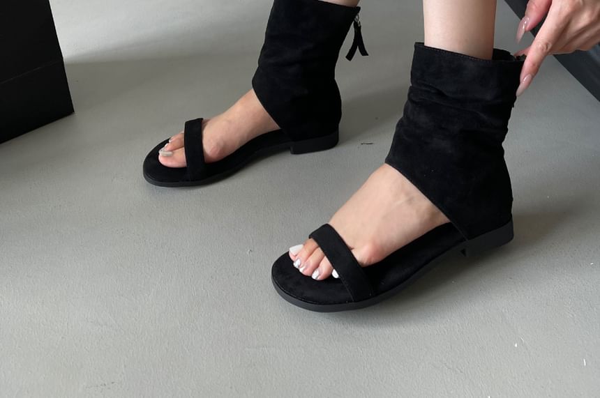 Faux Leather Cutout Short Boots