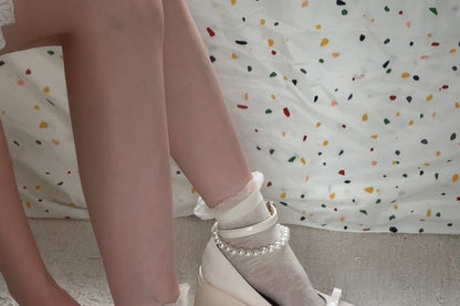 Block Heel Faux Leather Beaded Strap Pumps