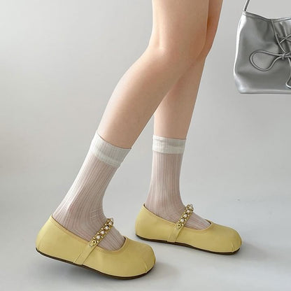 Faux Pearl Mary Jane Flats