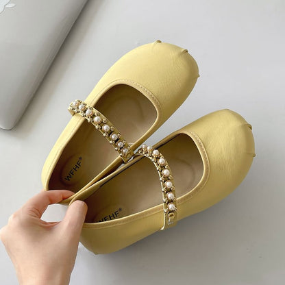 Faux Pearl Mary Jane Flats