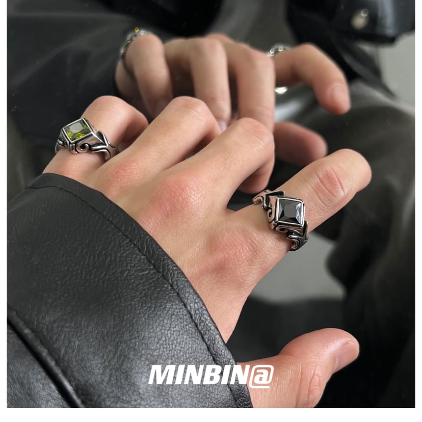 Gemstone Engraved Ring