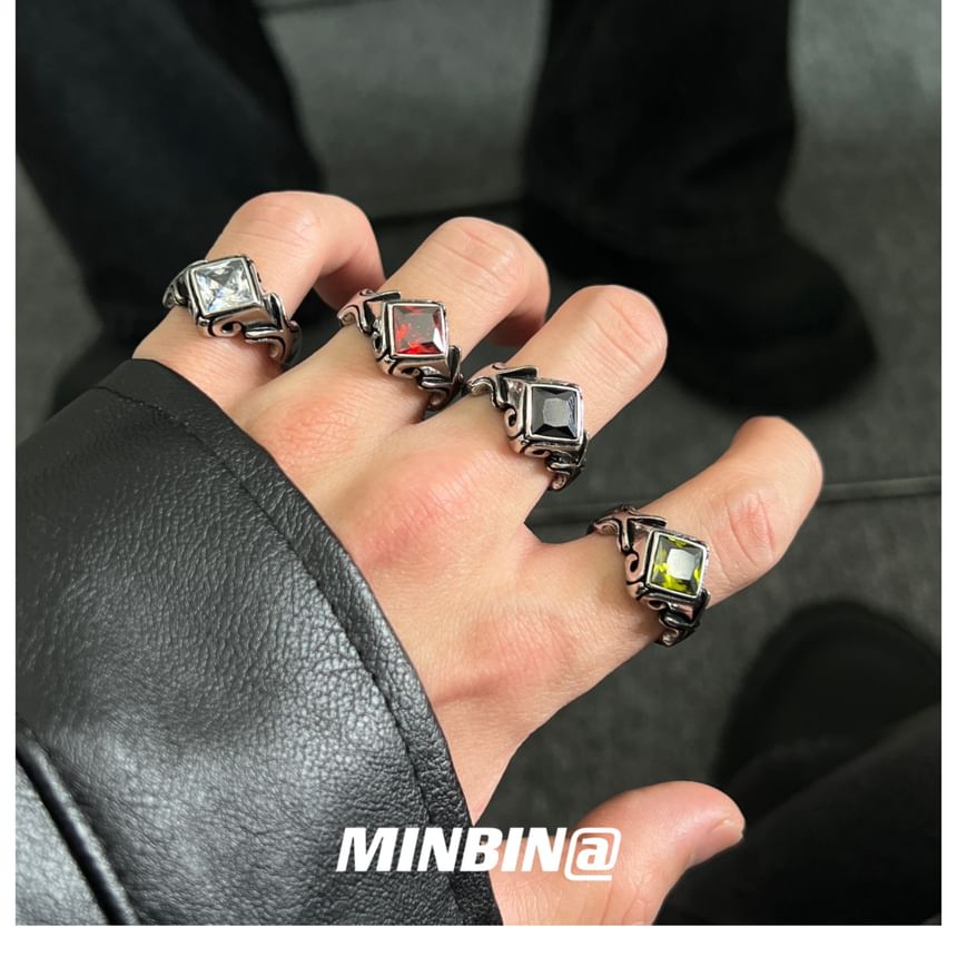 Gemstone Engraved Ring