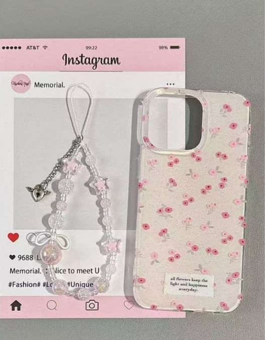 Floral Case Strap iPhone Beaded / Set Print