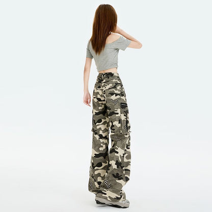 Mid Rise Camo Print Flared Cargo Pants (Various Designs)