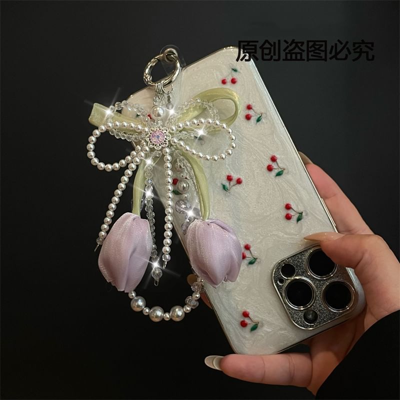 Pearl Pad Faux Lanyard Phone with