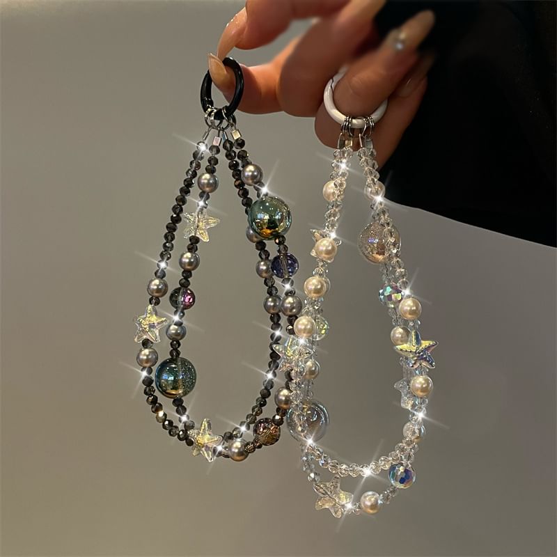 Star Faux Lanyard Pearl Phone
