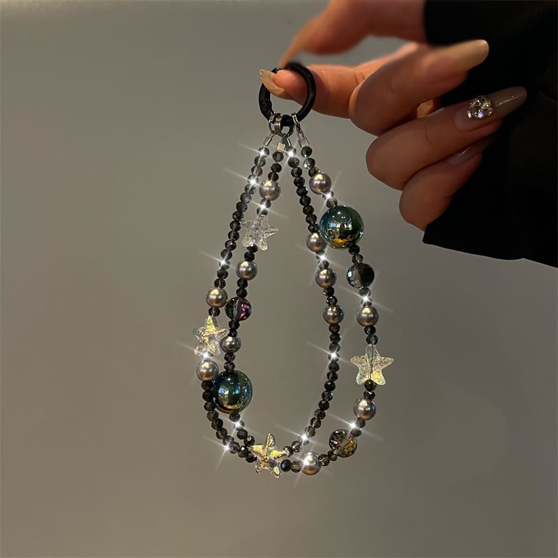 Star Faux Lanyard Pearl Phone