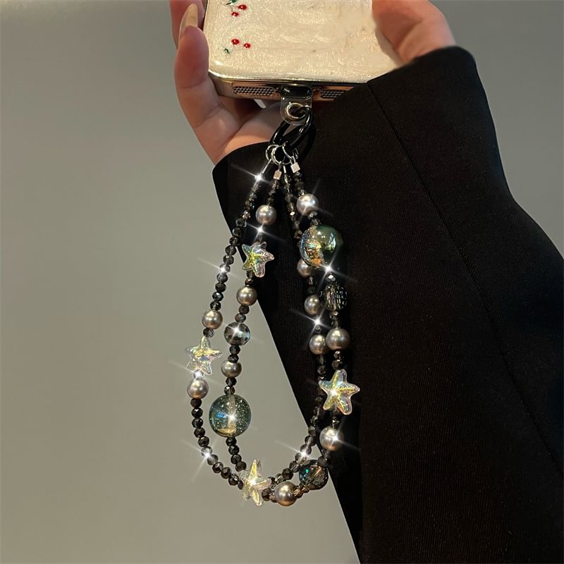 Star Faux Lanyard Pearl Phone