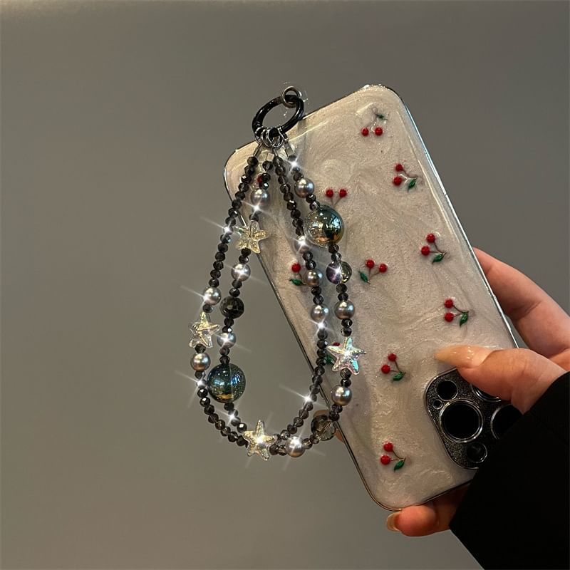 Star Faux Lanyard Pearl Phone