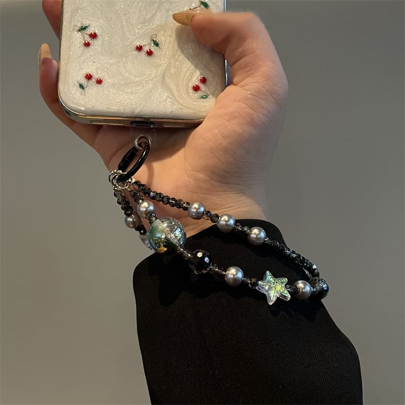 Star Faux Lanyard Pearl Phone