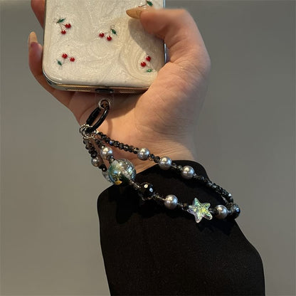 Star Faux Lanyard Pearl Phone