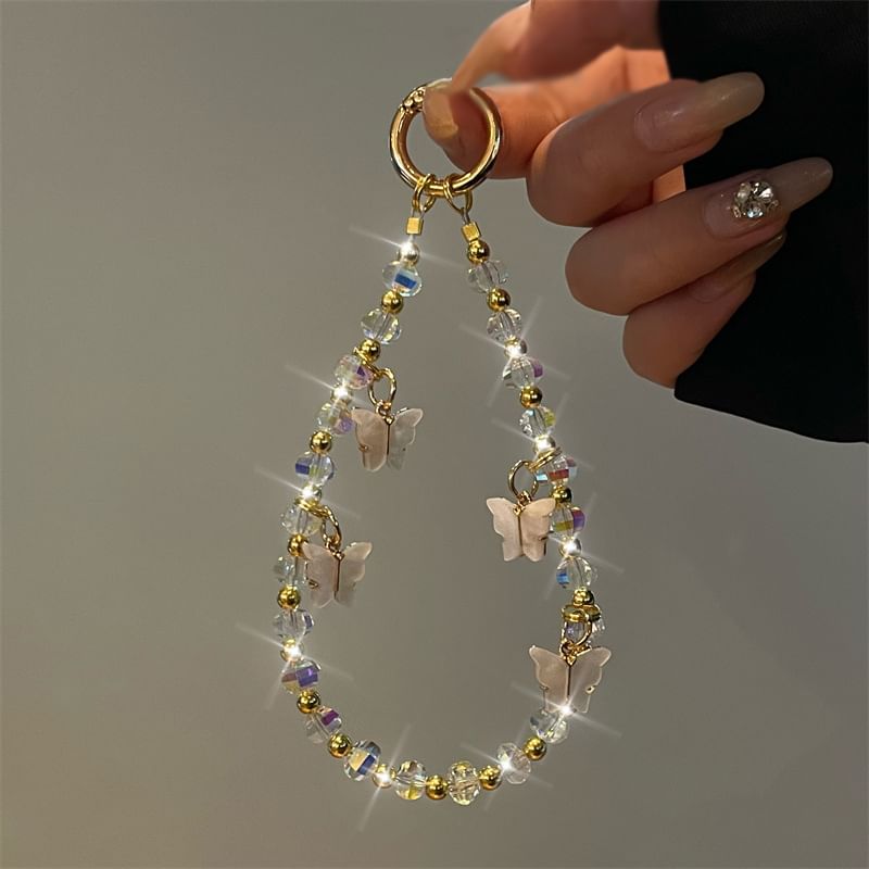 Phone Butterfly Beaded Lanyard