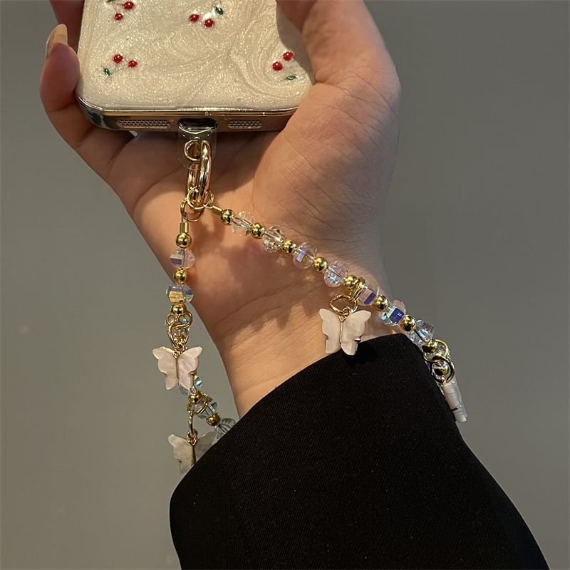 Phone Butterfly Beaded Lanyard