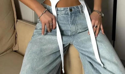 Scoop-Neck Plain Fringed Cropped Tank Top