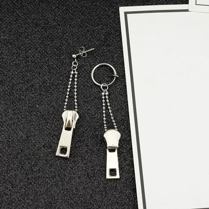 Zipper Chained Dangle Earring / Clip-On Earring