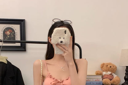 Frilled Plain Cropped Camisole Blouse