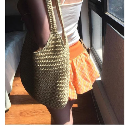 Strappy Plain Crop Top with Plaid Drawstring Mini Skirt
