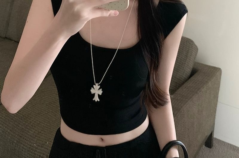 Plain Square-Neck Tank Blouse