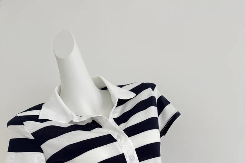 Striped Short-Sleeved Polo Shirt