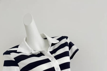 Striped Short-Sleeved Polo Shirt