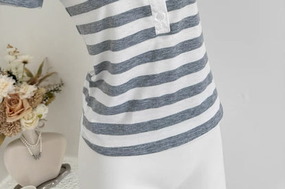 Striped Short-Sleeved Polo Shirt