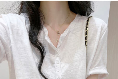 Plain Henley Short-Sleeved Shirt