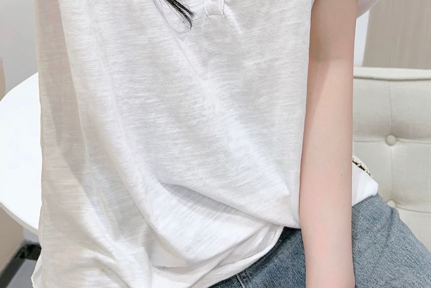 Plain Henley Short-Sleeved Shirt