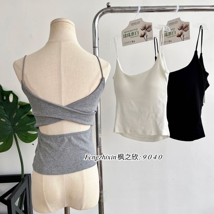 Open-Back Padded Slim-Fit Camisole Top