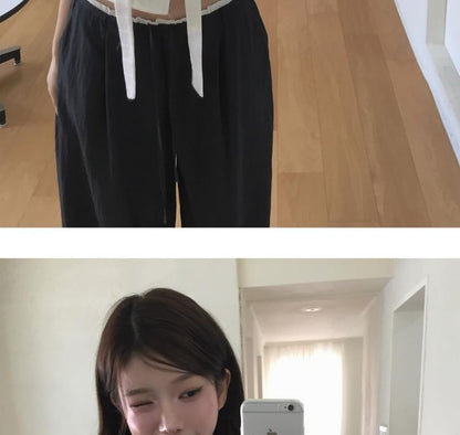 Ruffled Short-Sleeved V-Neck Plain Cropped Button-Up Blouse