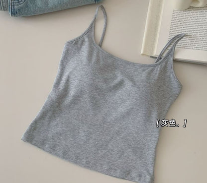 Lace-Paneled Open-Back Padded Slim Cropped Cami Blouse