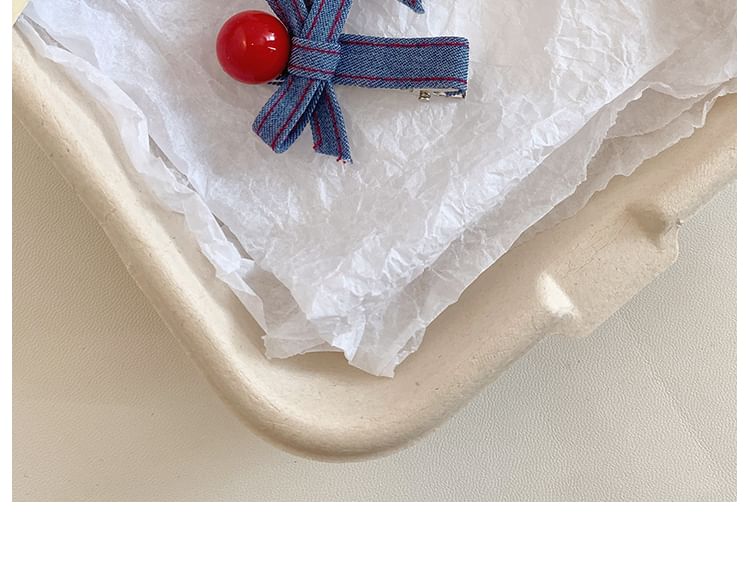 Bow Clip Hair Denim Set