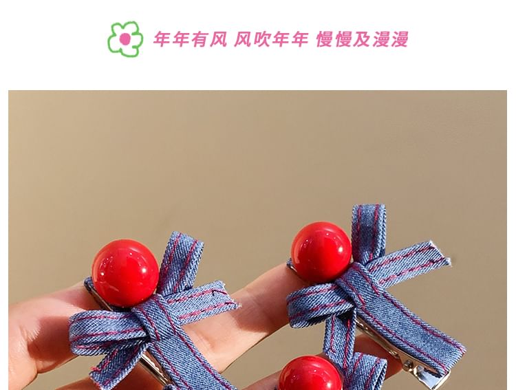 Bow Clip Hair Denim Set