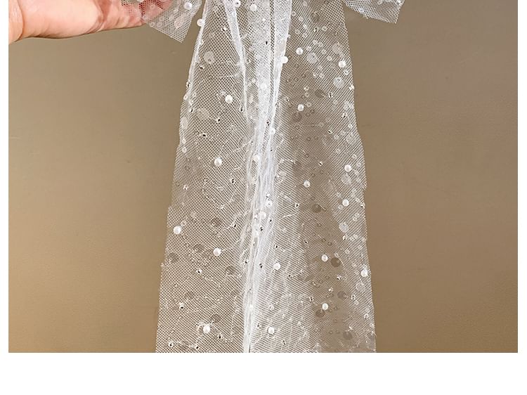 Bow Sequined Hair Clip Lace