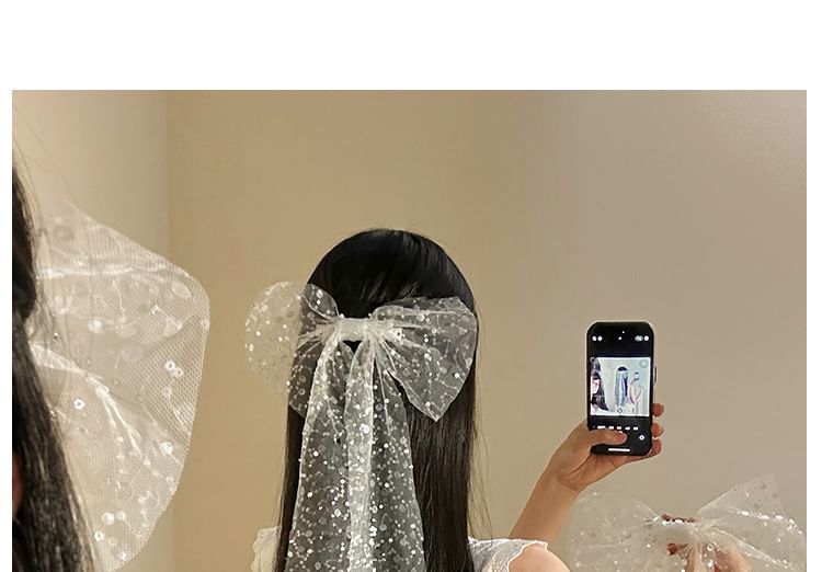 Bow Sequined Hair Clip Lace