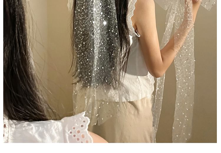 Bow Sequined Hair Clip Lace