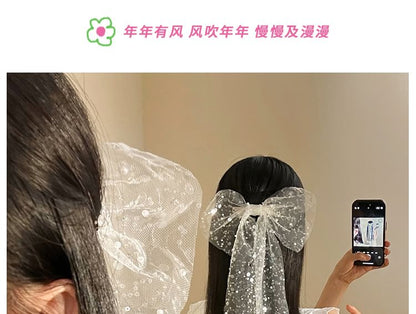 Bow Sequined Hair Clip Lace
