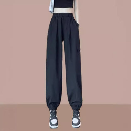 High Waist Plain Harem Cargo Pants