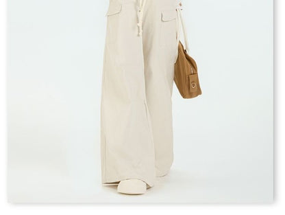Drawstring Waist Contrast Trim Baggy Cargo Pants (Various Designs)