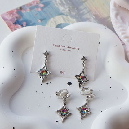 Gemstone On Dangle / Clip Earring