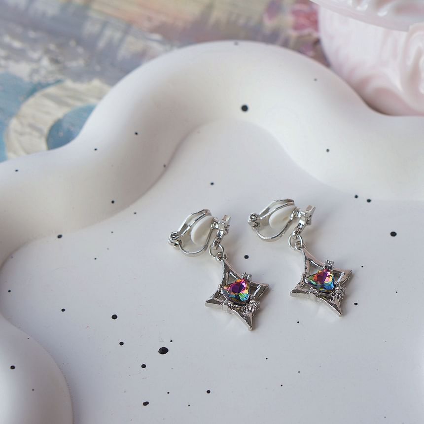 Gemstone On Dangle / Clip Earring