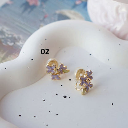 Stud On Earring Floral Clip /