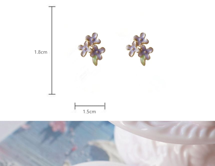Stud On Earring Floral Clip /