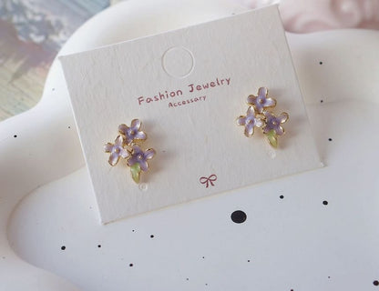 Stud On Earring Floral Clip /