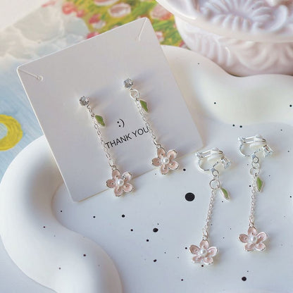 Set Clip Dangle On Earring Floral /